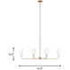 Foxdale 6 Light 44 inch Satin Brass Linear Chandelier Ceiling Light
