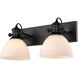 Hines 2 Light 18 inch Matte Black Semi-flush Ceiling Light in Opal Glass, Damp