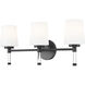 Henri 3 Light 24 inch Matte Black Bathroom Vanity Wall Light