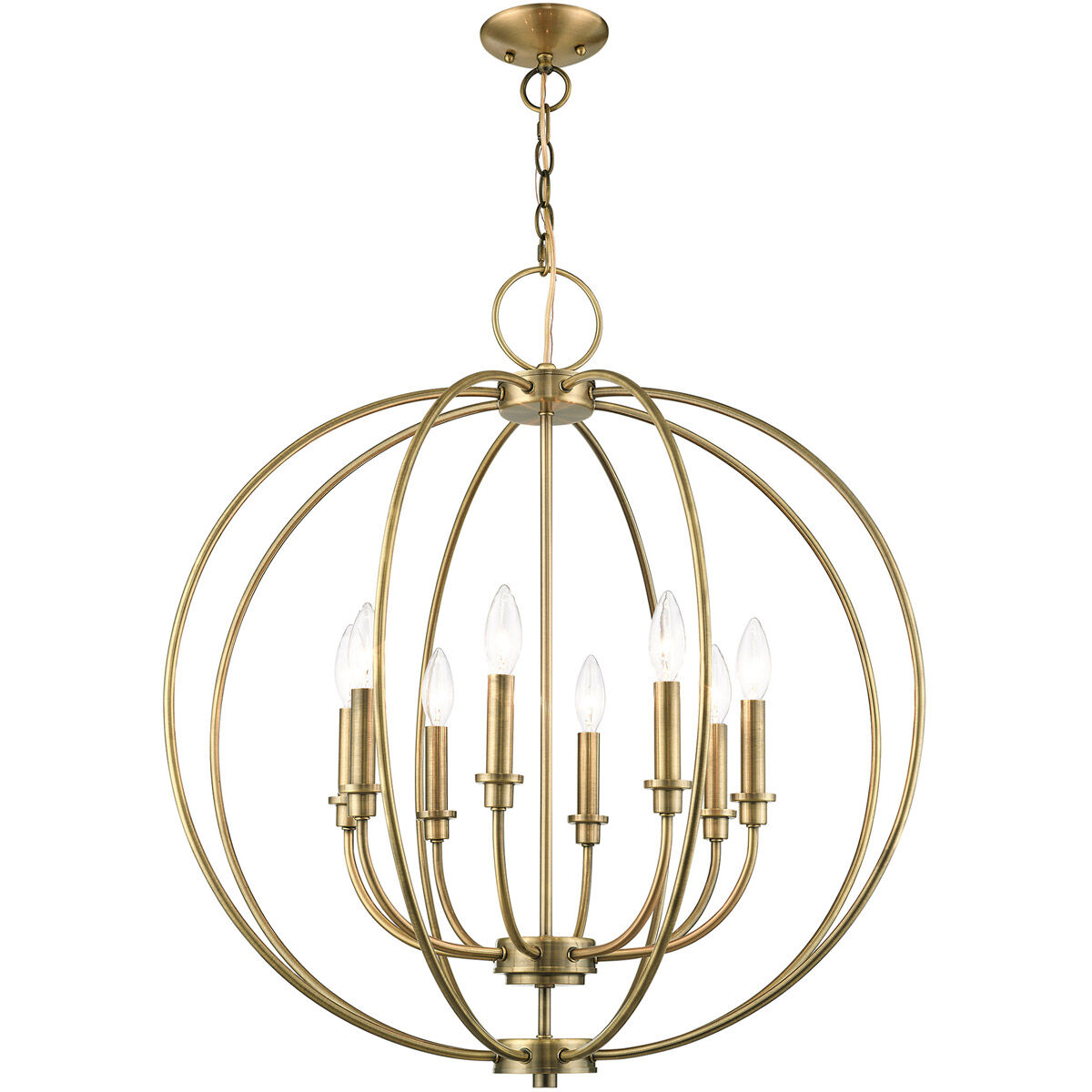 Milania 8 Light 28 inch Antique Brass Chandelier Ceiling Light 