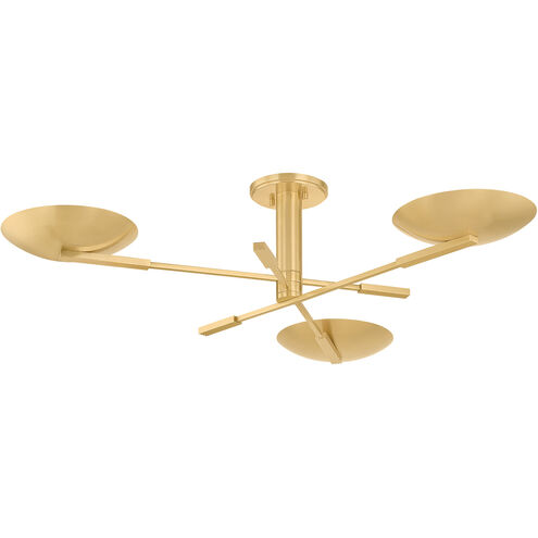 Johnson 3 Light 42.5 inch Aged Brass Semi Flush Ceiling Light