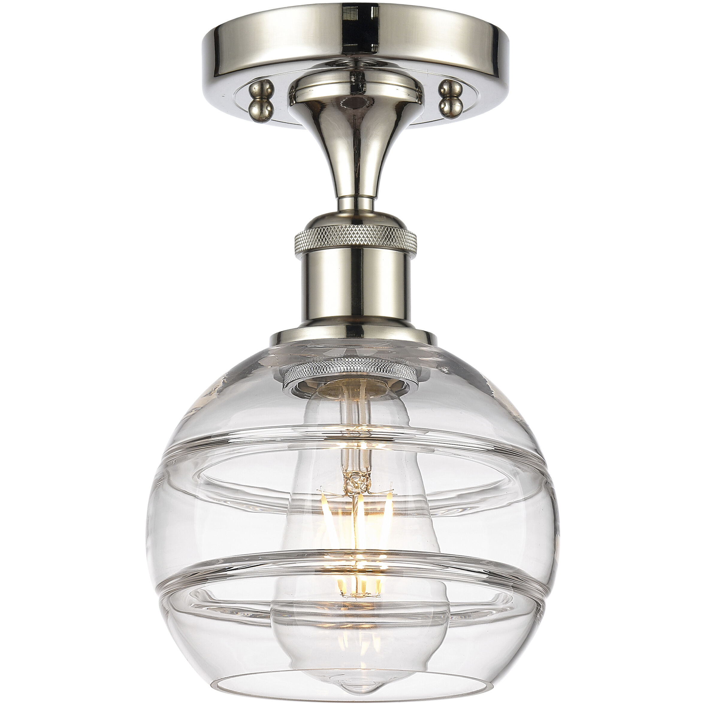 Ballston Rochester 1 Light 5.88 inch Polished Nickel Semi-Flush Mount Ceiling Light