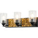 Bocage 3 Light 22 inch MB Bath Light Wall Light in Matte Black with Gold