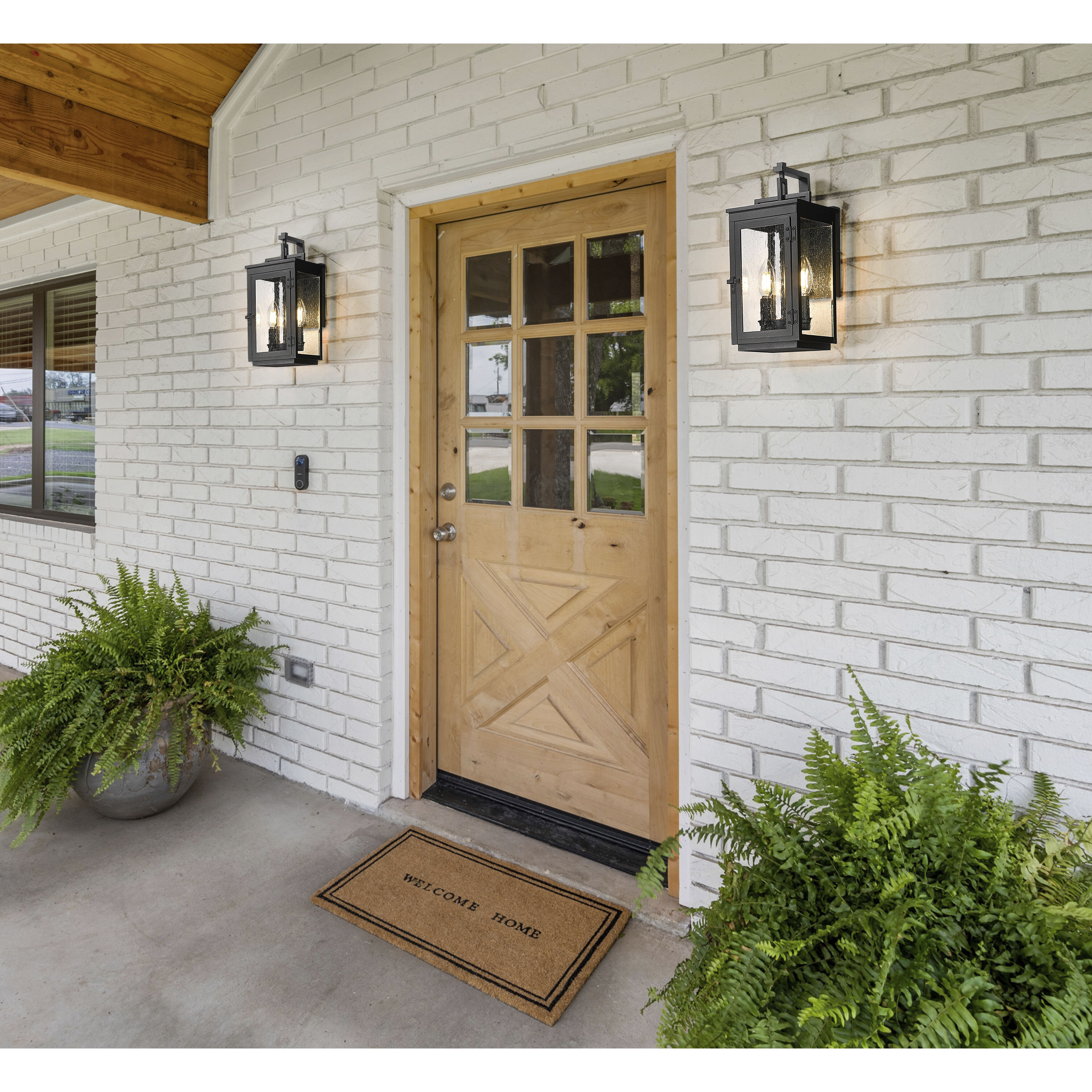 Hartwell 2 Light 13.75 inch Sand Black Outdoor Wall Light