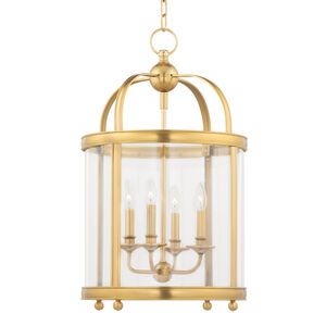 Larchmont 4 Light 17 inch Aged Brass Pendant Ceiling Light 