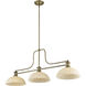 Melange 3 Light 52 inch Heritage Brass Billiard Ceiling Light in Dome Golden Mottle Glass