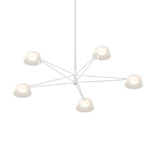 Ray LED 45.25 inch Warm Gray and Opal White Chandelier Ceiling Light