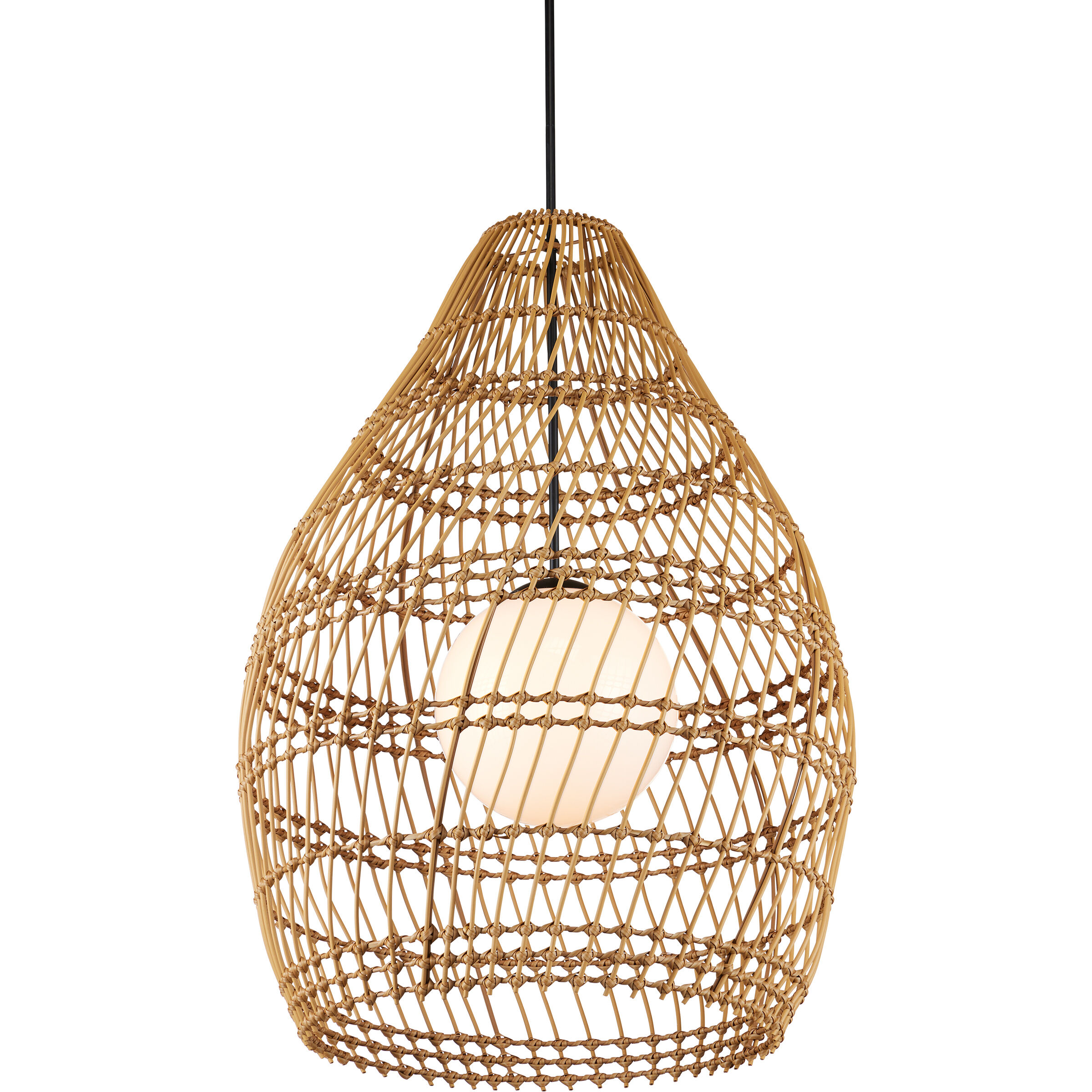 Fishtrap 1 Light 29.5 inch Natural/Black/Frosted White Outdoor Pendant