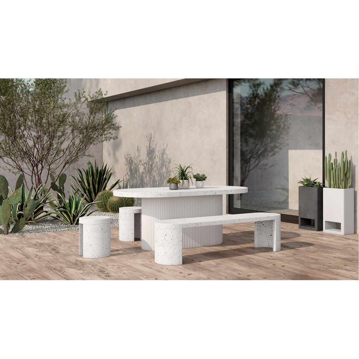Lyon Grey Outdoor Bench