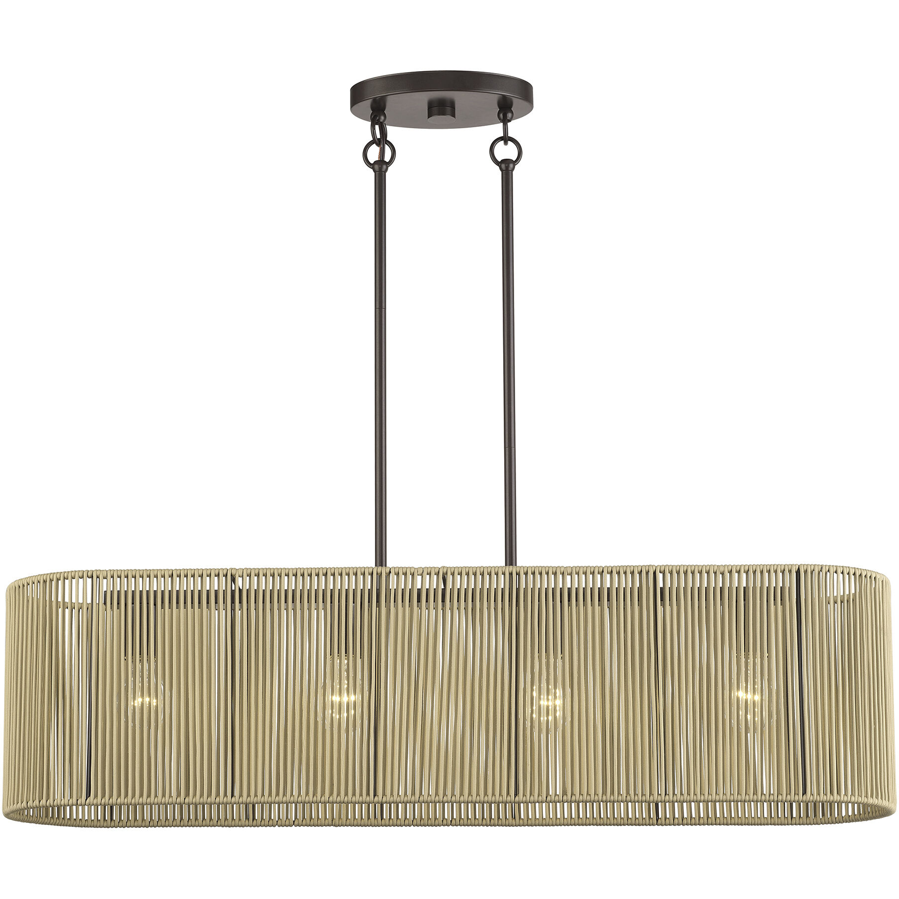 Goldiemesh 4 Light 36 inch English Bronze Linear Chandelier Ceiling Light, Large