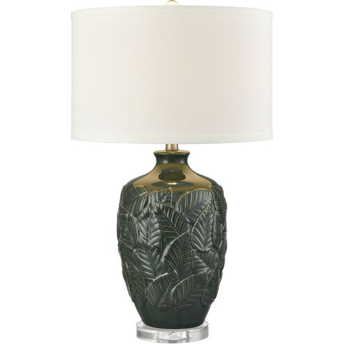 Goodell 27.5 inch 150 watt Green Glazed with Clear Table Lamp Portable Light