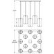 Textured Glass 12 Light Flat Bronze Chandelier Ceiling Light, Square Multi-Port