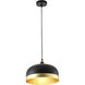 Canada 1 Light 12.9 inch Black and Gold Pendant Ceiling Light
