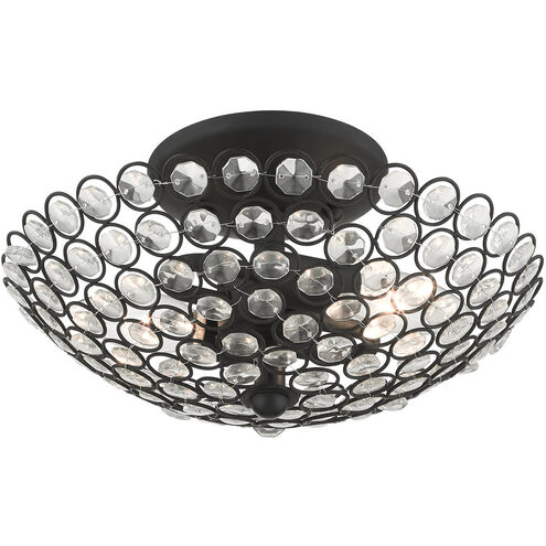 Cassandra 2 Light 11 inch Black Semi Flush Ceiling Light