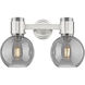 Downtown Urban Lawton Sphere 2 Light 15.5 inch Brushed Satin Nickel Bath Vanity Light Wall Light in Light Smoke Glass