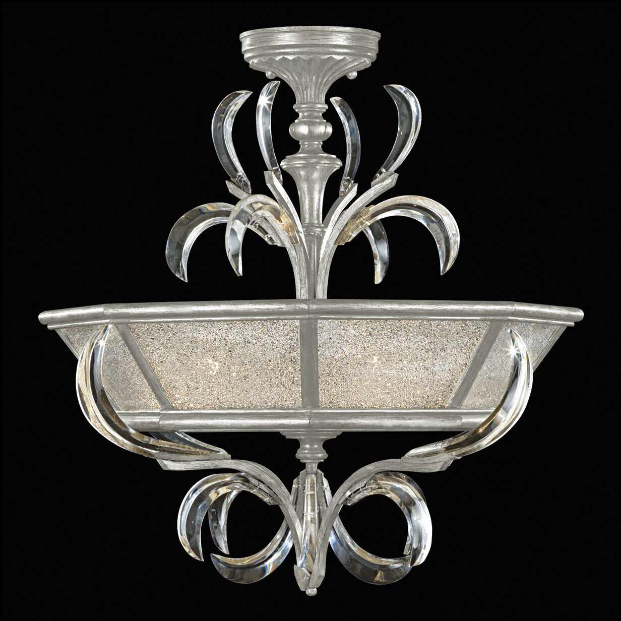 Beveled Arcs 3 Light 26 inch Silver Semi-Flush Mount Ceiling Light