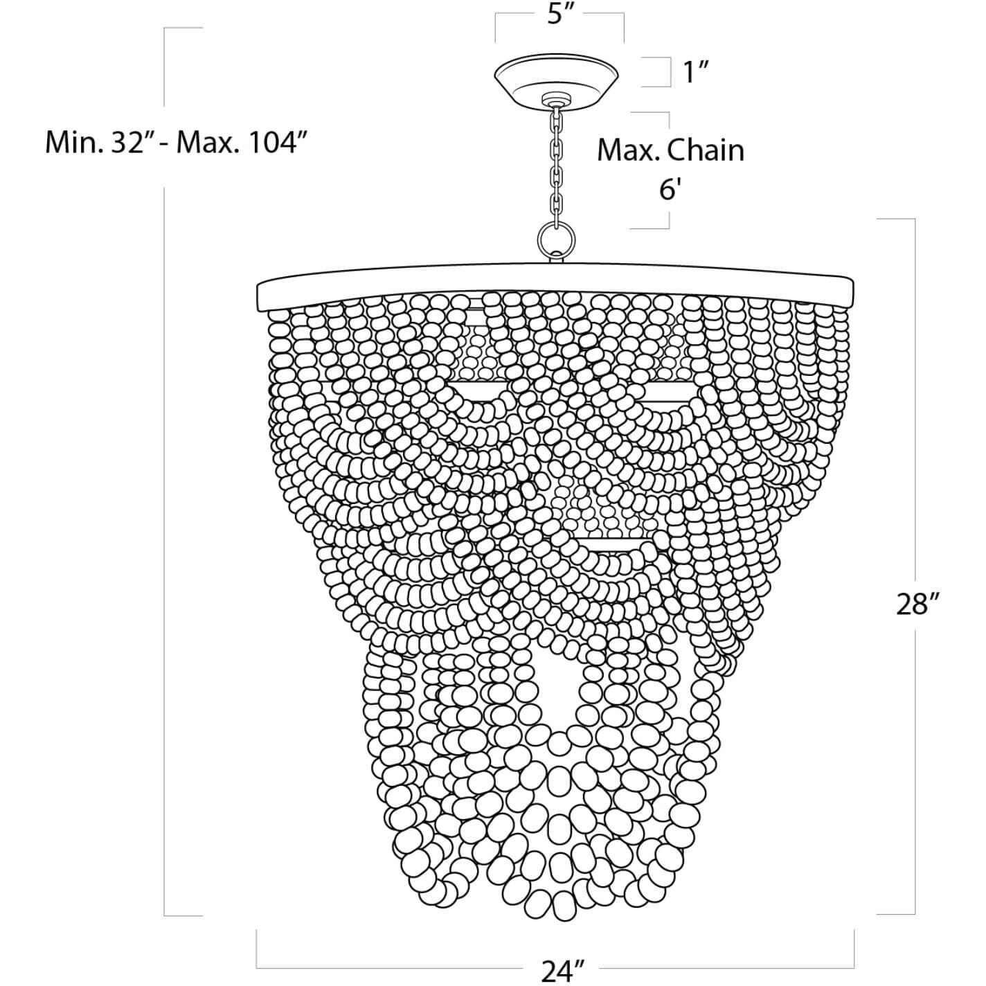 Ombre 6 Light 24 inch Blue Chandelier Ceiling Light