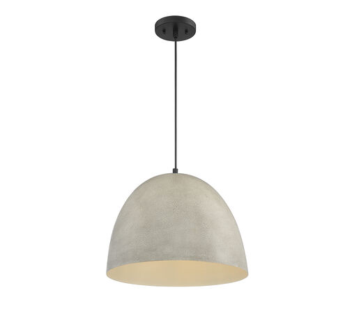 Industrial 1 Light 16 inch Concrete with Matte Black Pendant Ceiling Light