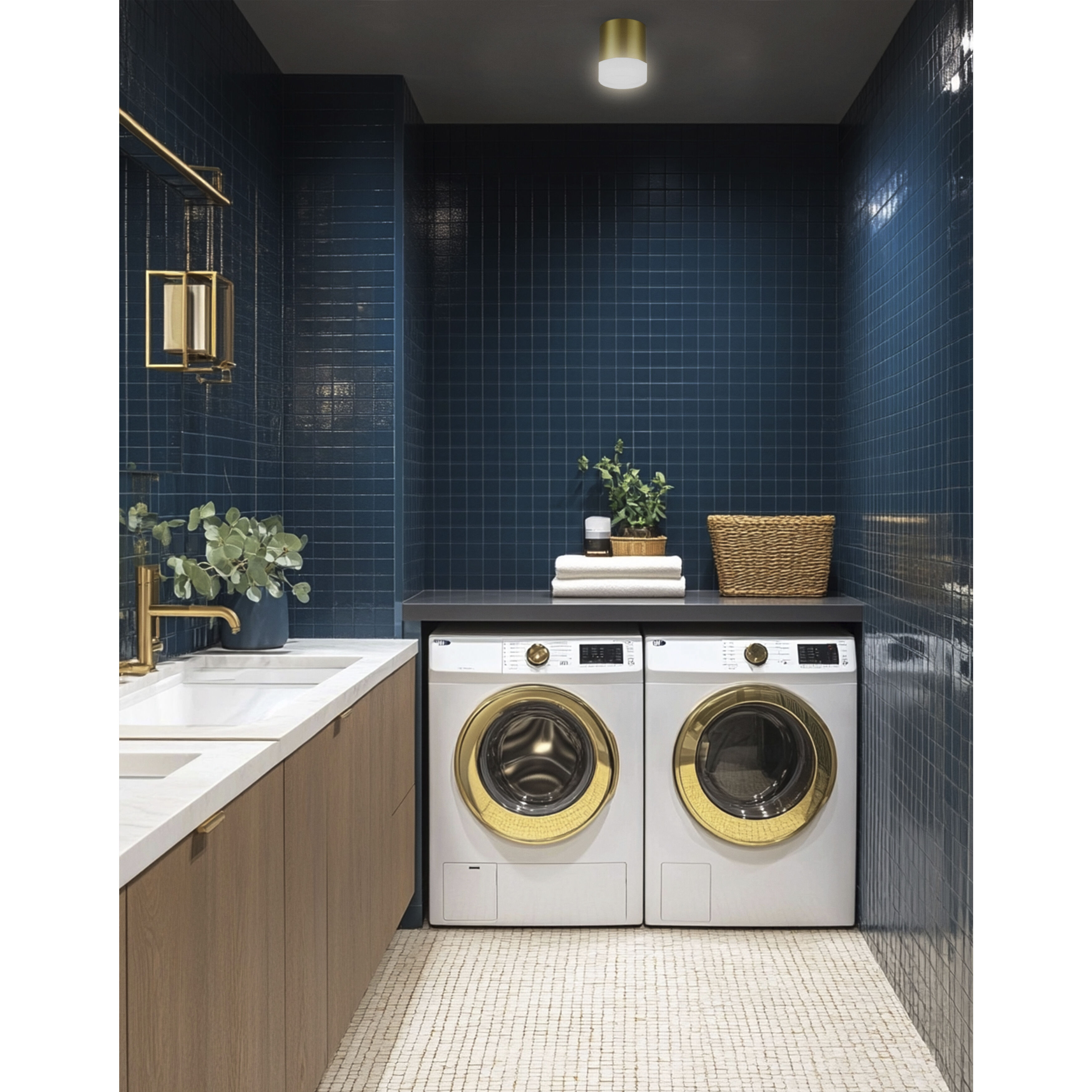 Lucia LED 5.5 inch Aged Brass Flush Mount Ceiling Light