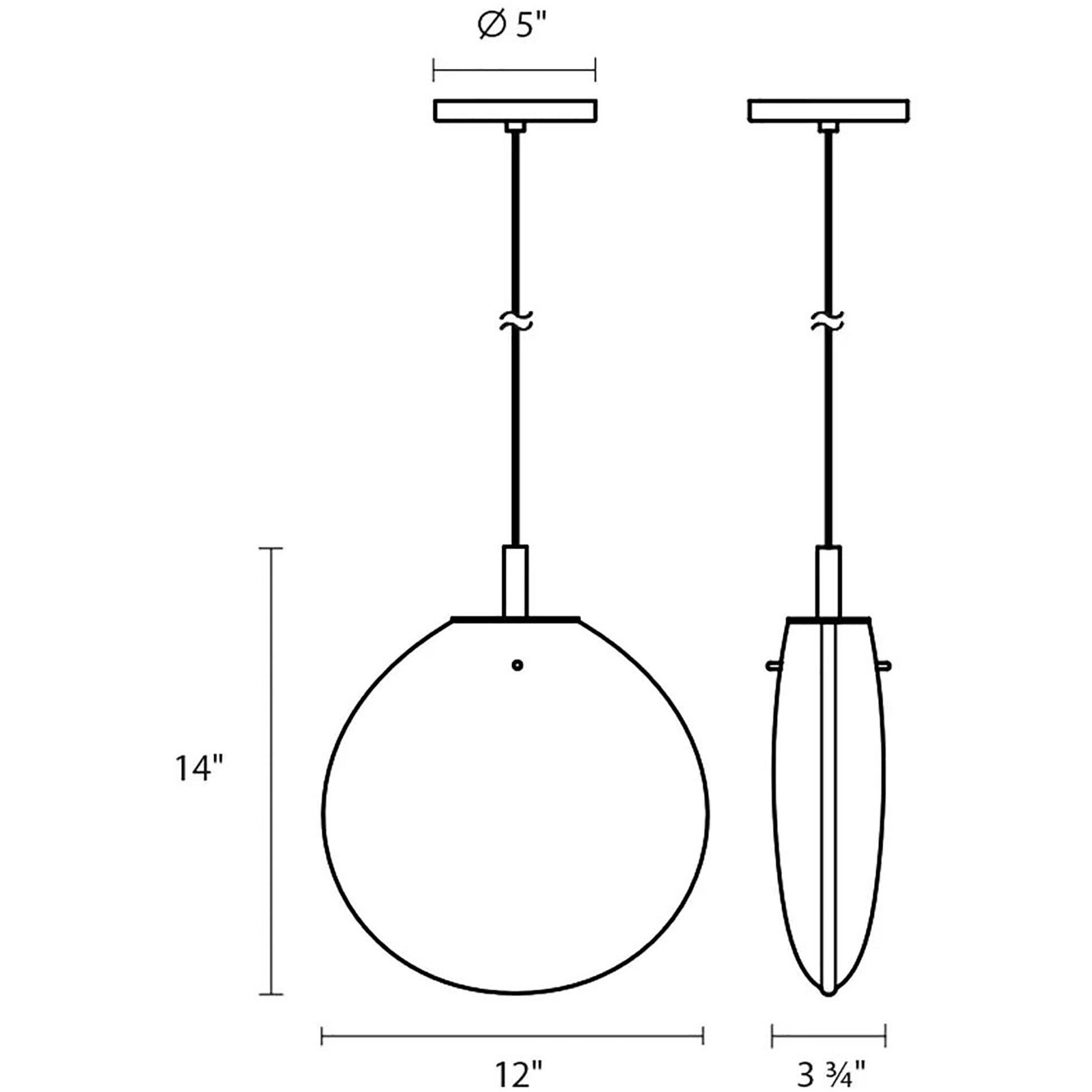 Cantina LED 12 inch Satin Black Pendant Ceiling Light in Smoke Fade Glass 
