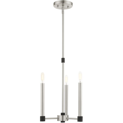 Karlstad 3 Light 12 inch Brushed Nickel with Satin Brass Accents Chandelier Ceiling Light