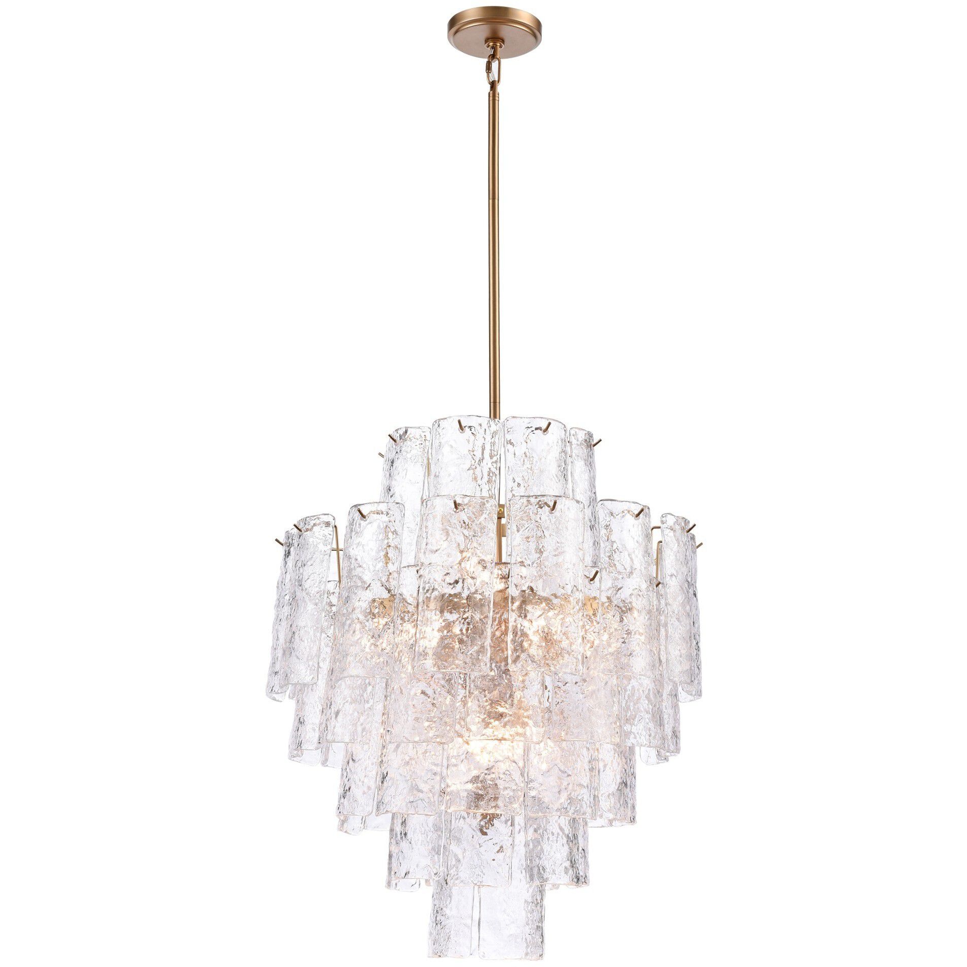 Fire and Ice 13 Light 23 inch Lacquered Gold Chandelier Ceiling Light in Clear Glass