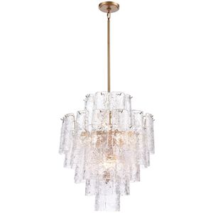 Fire and Ice 13 Light 23 inch Lacquered Gold Chandelier Ceiling Light in Clear Glass