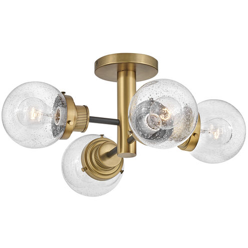 Poppy 4 Light 20 inch Black with Heritage Brass Indoor Semi-Flush Mount Ceiling Light