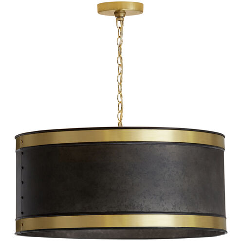 Barrow 4 Light 24 inch Galvanized Black and True Brass Pendant Ceiling Light
