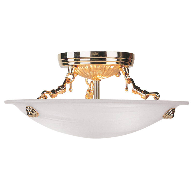 Oasis 3 Light 12 inch Polished Brass Semi-Flush Mount Ceiling Light