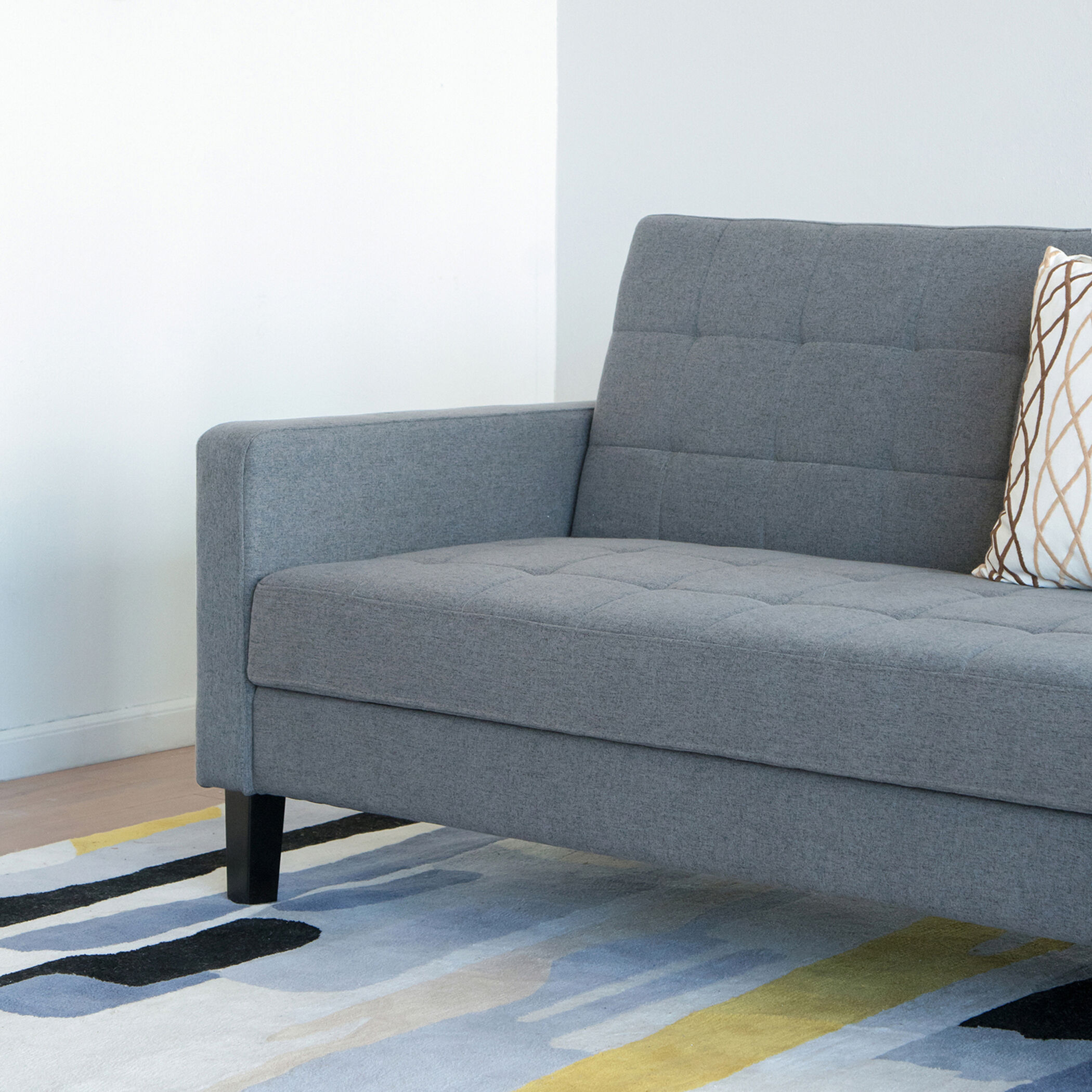 Small Biscuit Tufted Gray Sofa