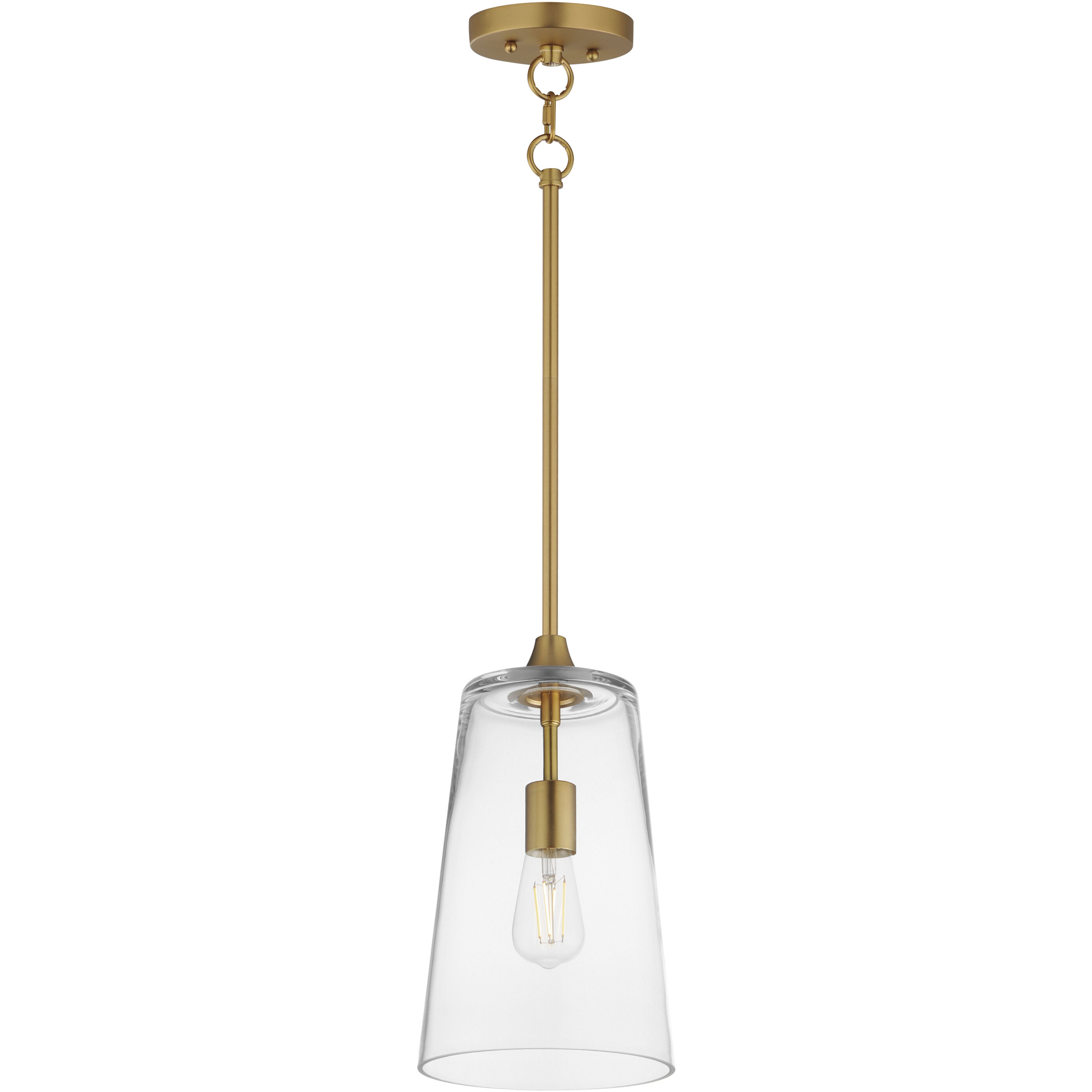 Hudson 1 Light 7.75 inch Natural Aged Brass Single Pendant Ceiling Light in Clear