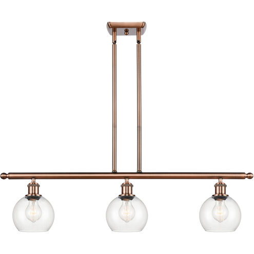 Ballston Athens LED 36 inch Antique Copper Island Light Ceiling Light in Clear Glass