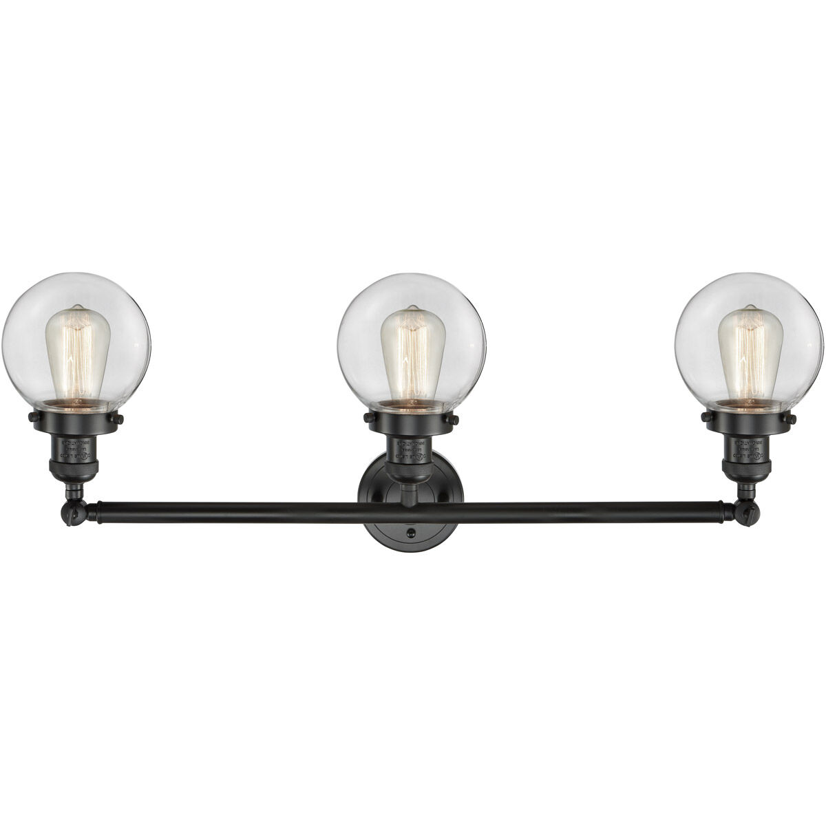 Franklin Restoration Beacon LED 30 inch Matte Black Bath Vanity Light Wall Light in Clear Glass, Franklin Restoration