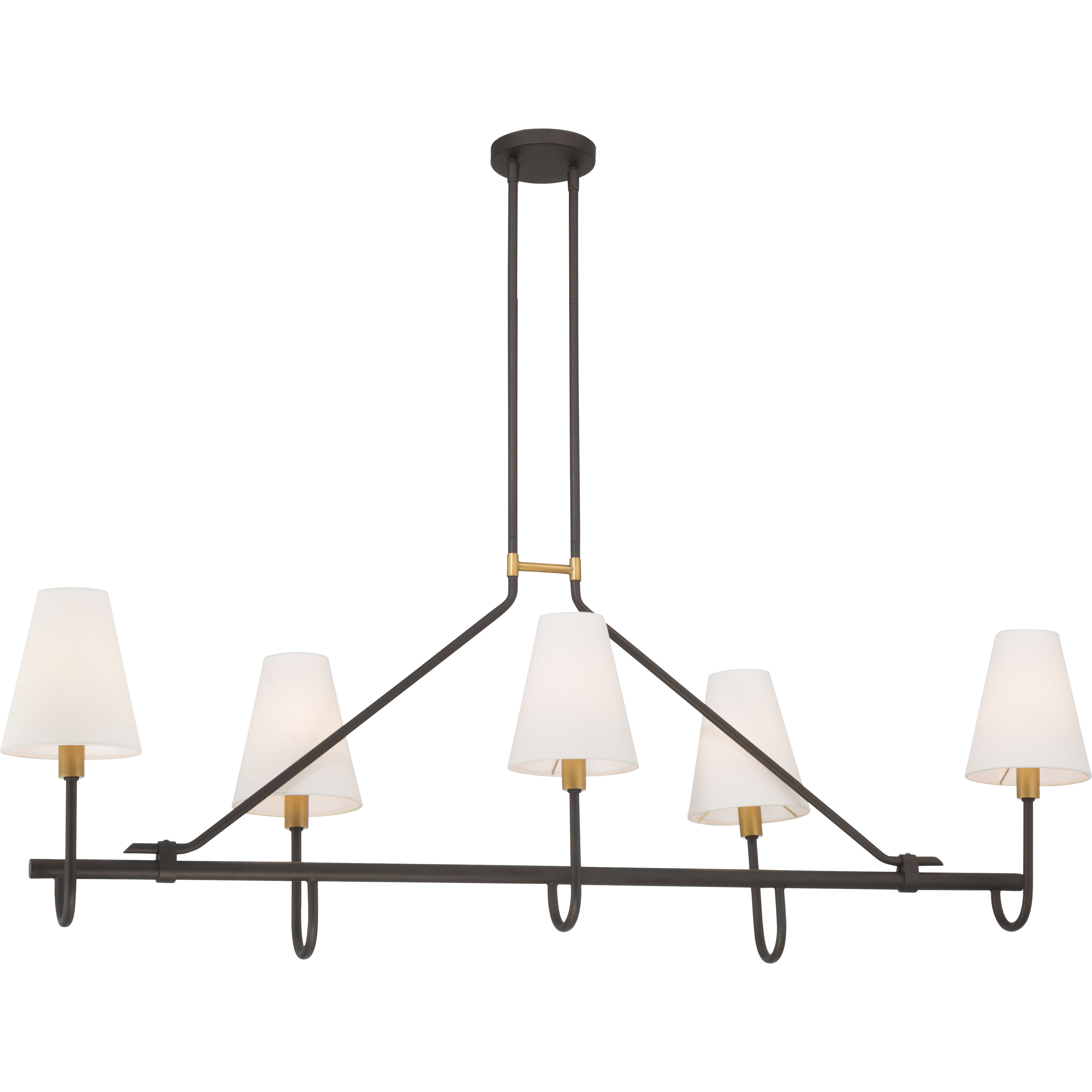 Bellforge 5 Light 51 inch Legacy Brass and Dark Bronze Linear Chandelier Ceiling Light