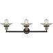 Franklin Restoration Halophane LED 33 inch Black Antique Brass Bath Vanity Light Wall Light in Clear Halophane Glass, Franklin Restoration