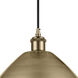 Ballston Dome 1 Light 16 inch Antique Brass Mini Pendant Ceiling Light