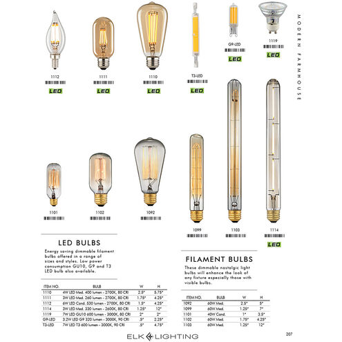 LED Bulbs LED 1.25 inch Brass Bulb - Lighting Accessory, Dimmable