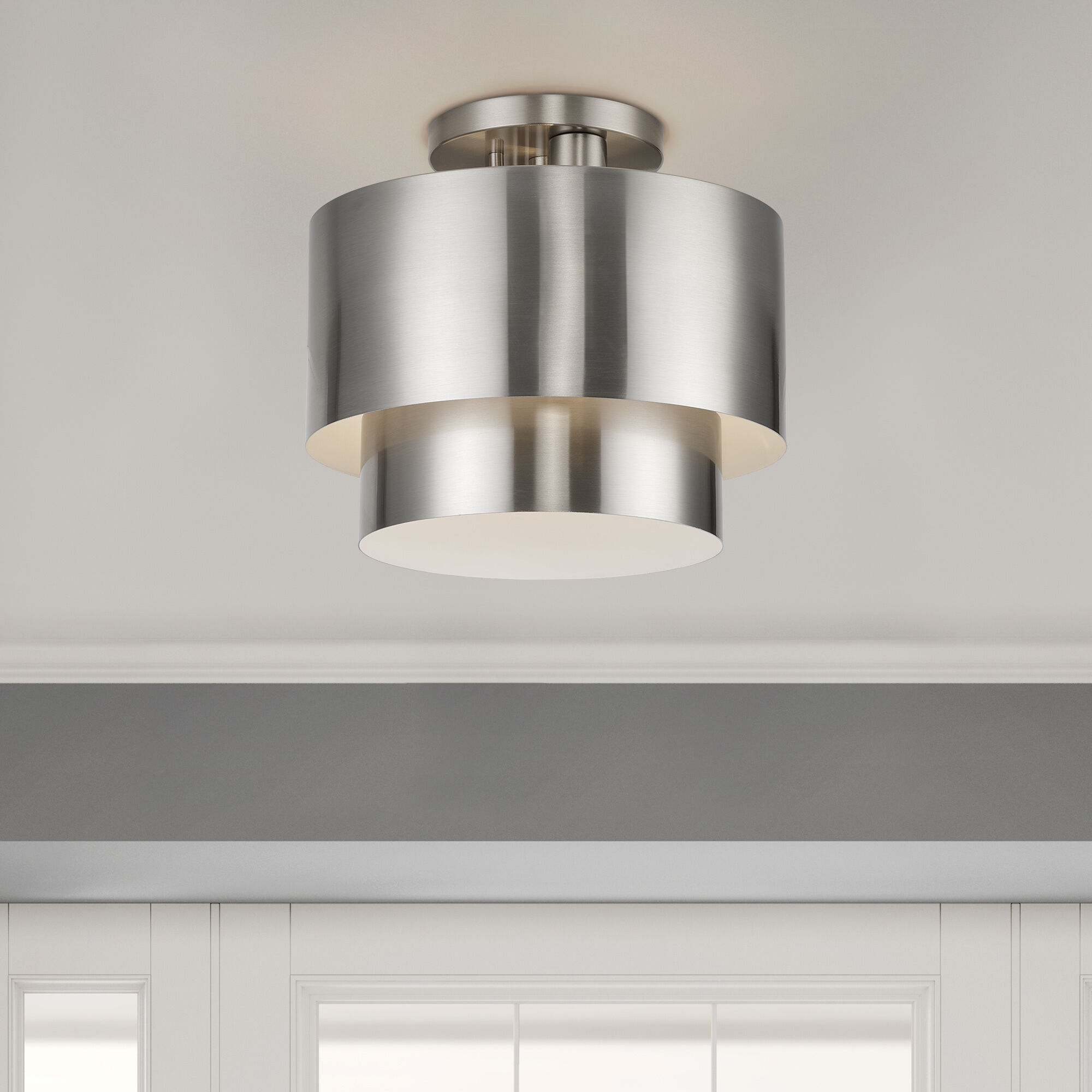 Zolana 2 Light 12 inch Brushed Nickel Semi Flush Mount Ceiling Light, Medium