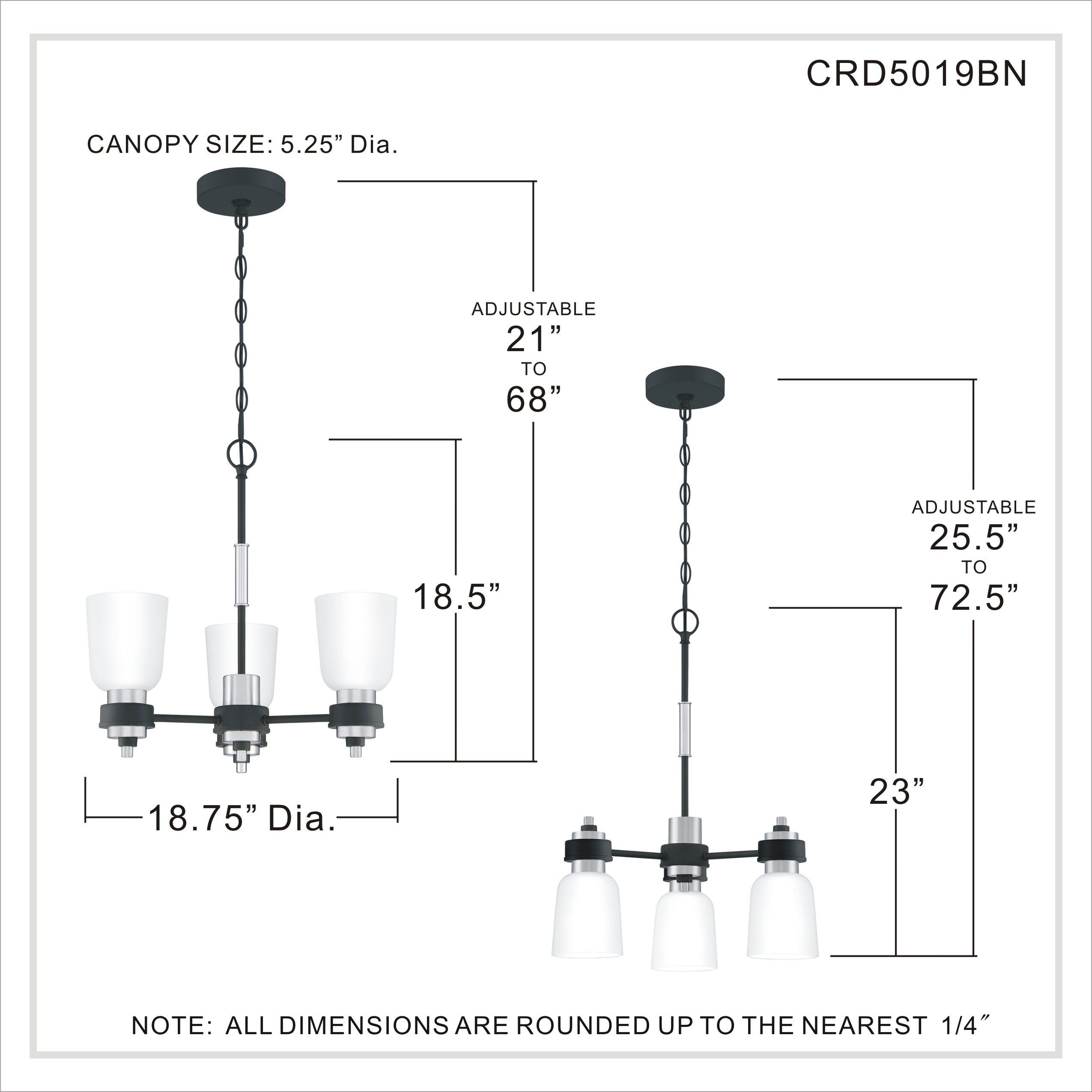Conrad 3 Light 18.75 inch Brushed Nickel Chandelier Ceiling Light