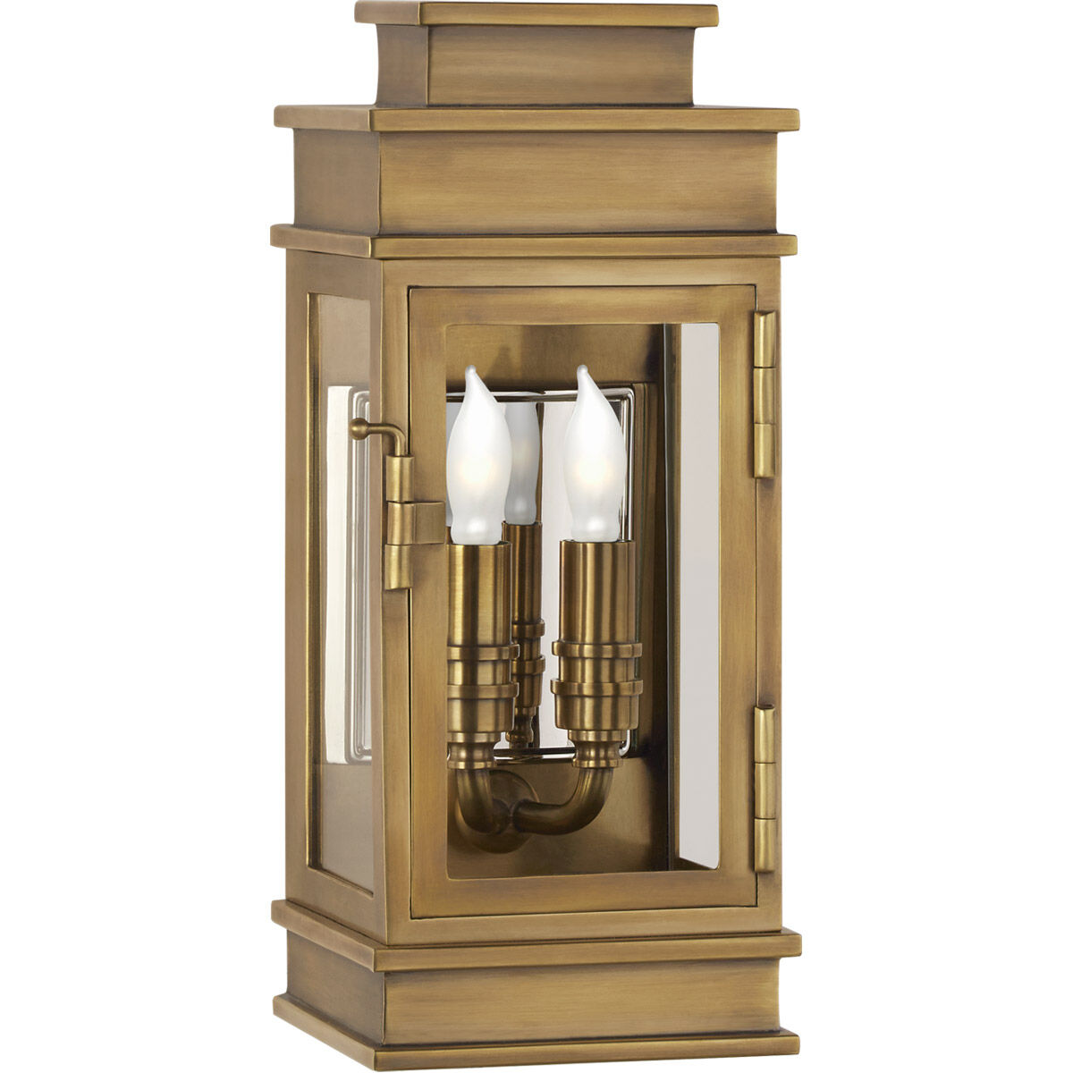 Chapman & Myers Linear Lantern 2 Light 12 inch Antique-Burnished Brass Outdoor Wall Lantern