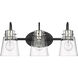 Bristow 3 Light 21 inch Matte Black and Polished Nickel Vanity Light Wall Light