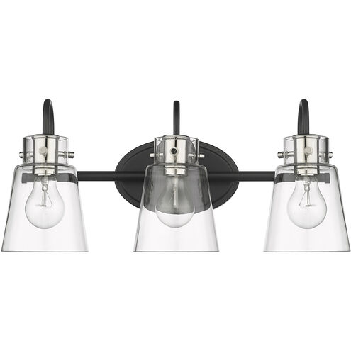 Bristow 3 Light 21 inch Matte Black and Polished Nickel Vanity Light Wall Light