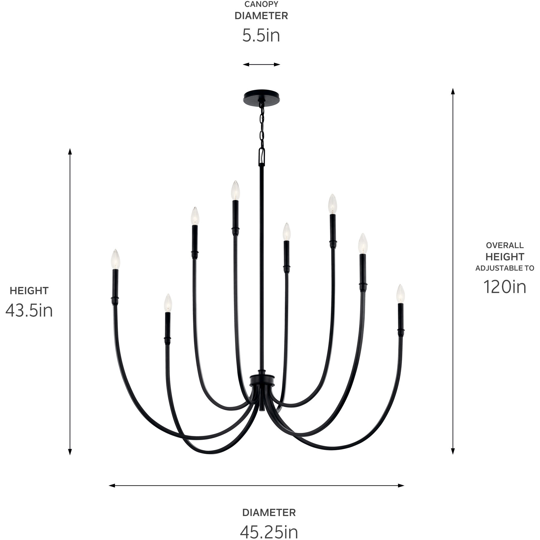 Malene 8 Light Black Chandelier Foyer Ceiling Light