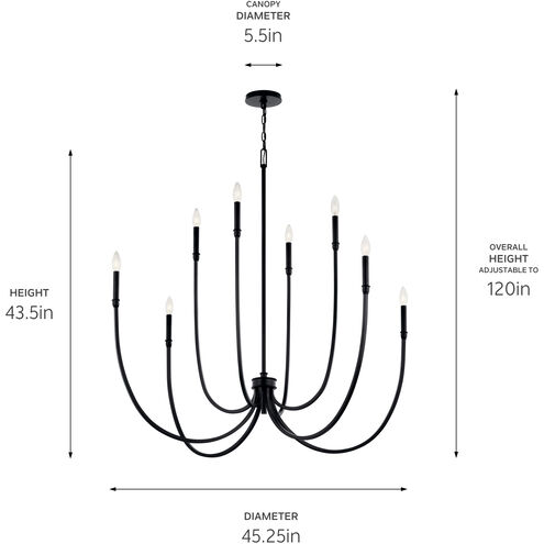 Malene 8 Light Black Chandelier Foyer Ceiling Light