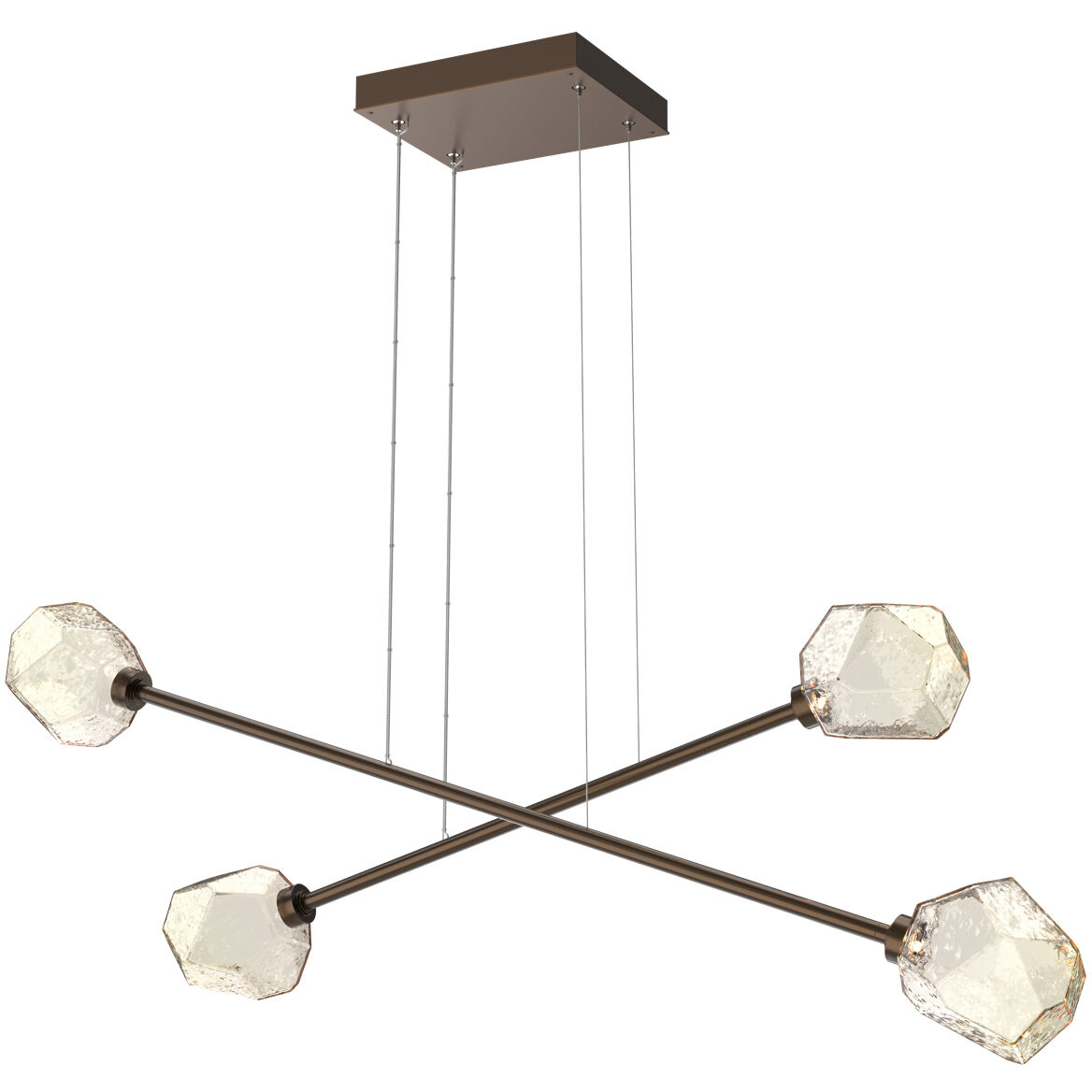 Gem LED Flat Bronze Linear Multi-Pendant Ceiling Light in 3000K LED, Amber, Double Moda
