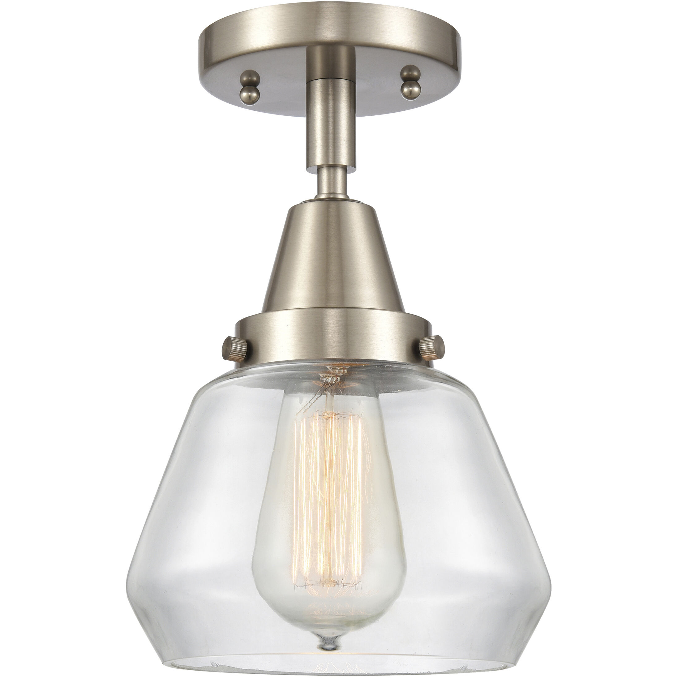 Franklin Restoration Fulton LED 7 inch Brushed Satin Nickel Flush Mount Ceiling Light in Clear Glass