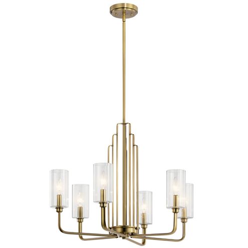 Kimrose 6 Light 27 inch Brushed Natural Brass Chandelier Ceiling Light, 1 Tier Large