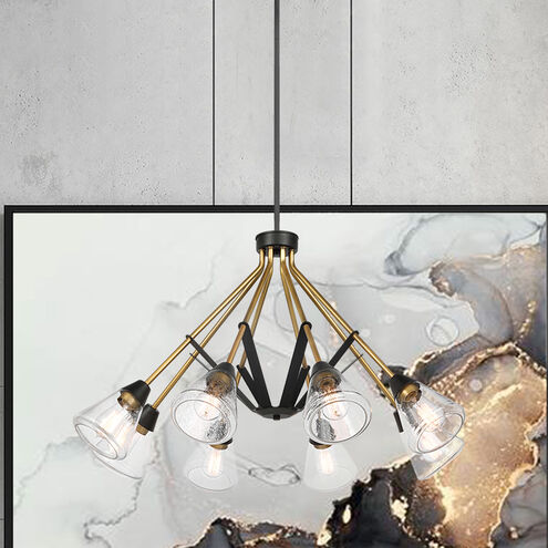 Starlight 8 Light 38 inch Matte Black and Natural Brass Chandelier Ceiling Light