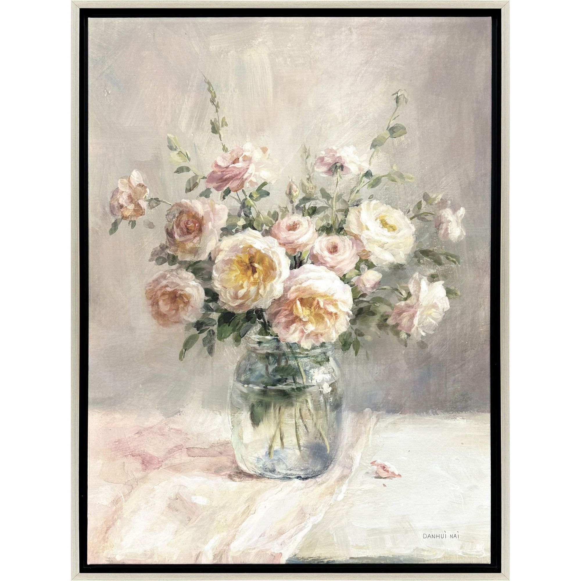 Romantic Bouquet Pink and Green and Beige and Neutral Canvas, Propac